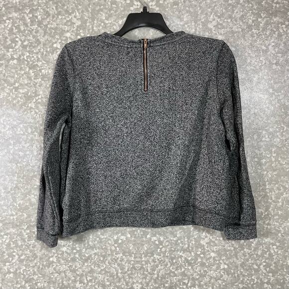 H&M Gray Marled Cropped Sweatshirt - Size Medium - Exposed Back Brass Zipper - Picture 7 of 7